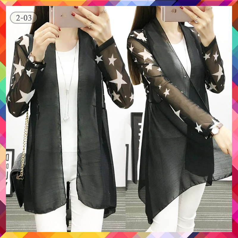 ♥️ เสื้อคลุมเกาหลี ♥️ ผ้าชีฟอง ผ้าตาข่าย หน้าสั้น-หลังยาว ผ้าโปร่งบางเบา ขนาดฟรีไซส์ กดเลือกแบบที่ต้องการมี 15 แบบ เสื้อคลุม2