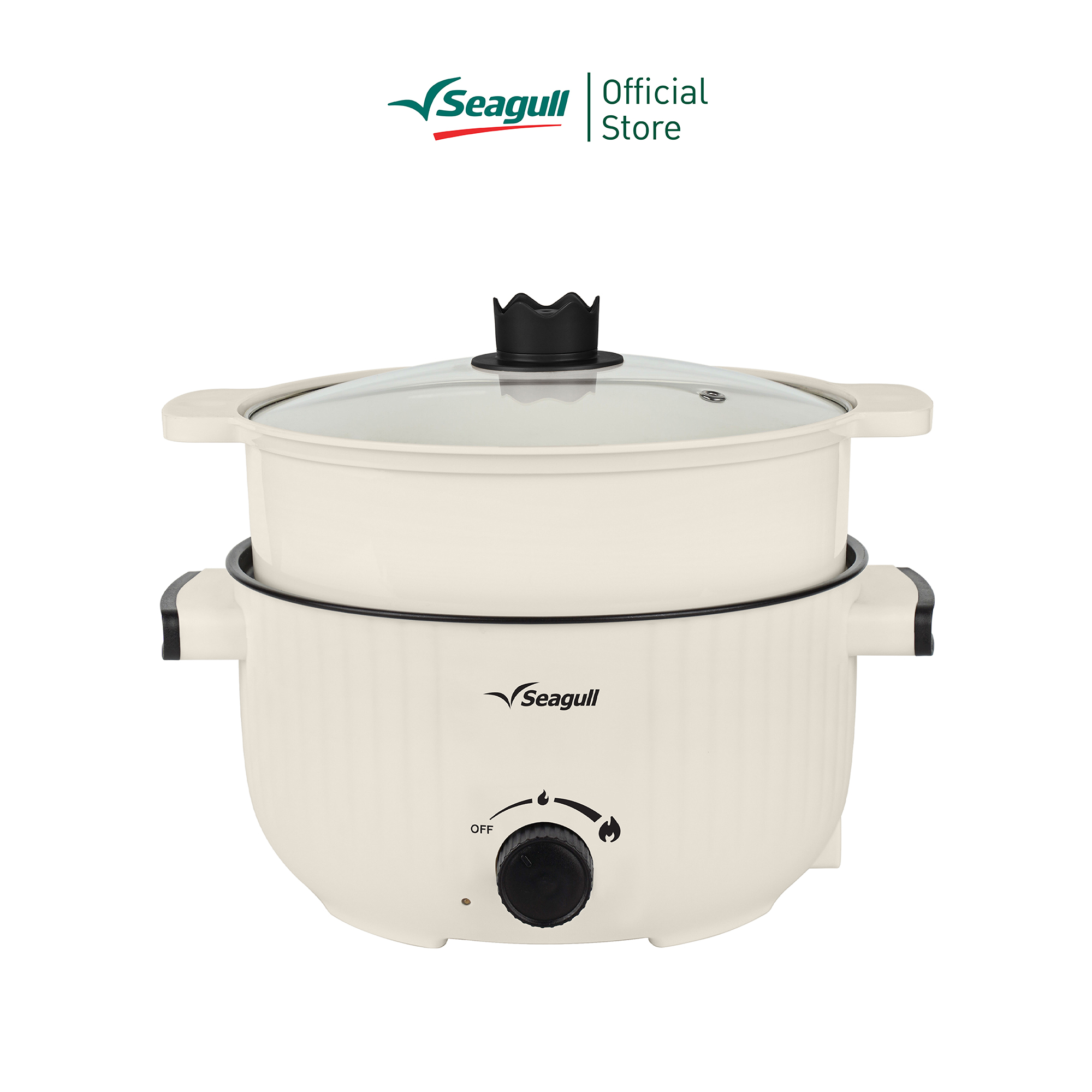 Seagull หม้อไฟฟ้าอเนกประสงค์ 22 ซม. พร้อมชั้นนึ่ง (ครีม) (SEC-002-CR) Electric Multi-Cooker ราคา 699 บาท*ส่งฟรี