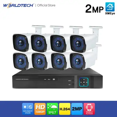 Worldtech WT-AHDSET21080PXMEYE Security Set Camera CCTV 8 CH Full HD 1080P, 2MP Free DVR Recorder