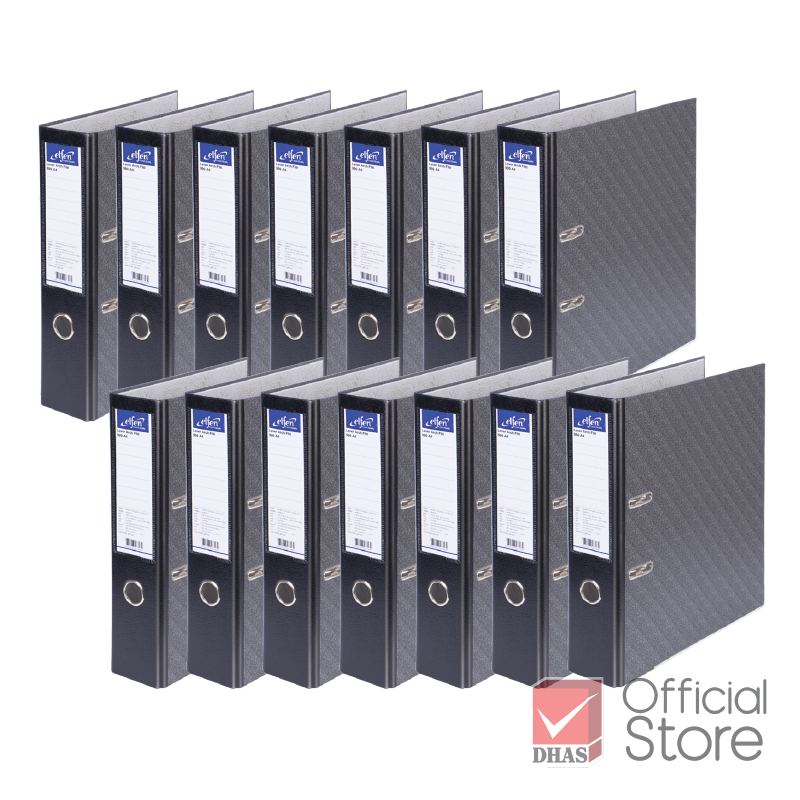Elfen Wide Stapled File Folder, No.999 A4 Lever Arch Clip File, 12 Files.