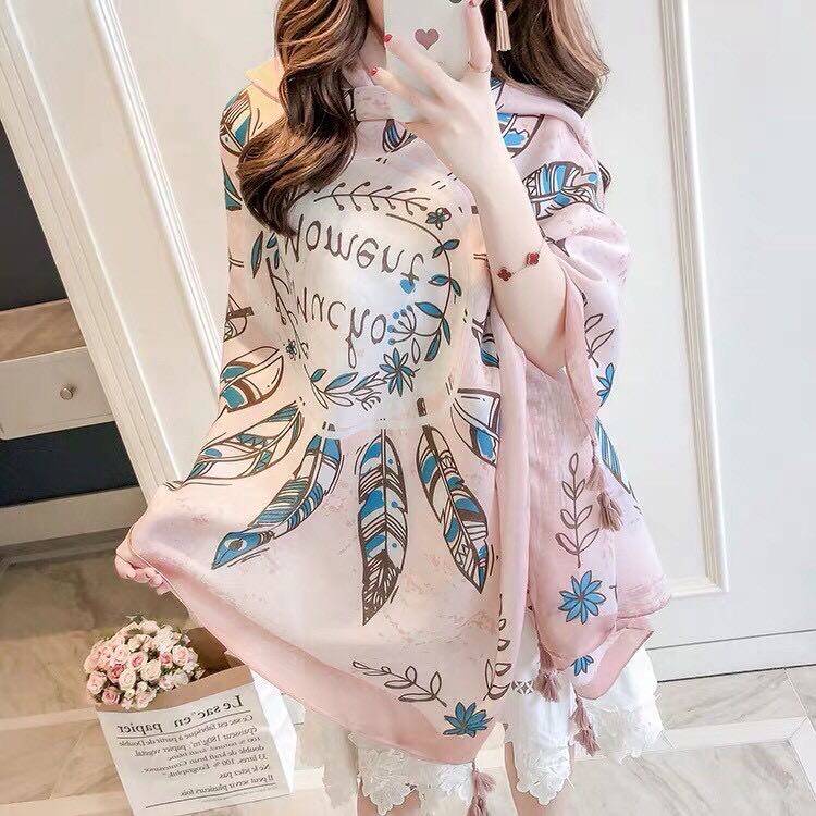 ผ้าพันคอ scarf&shawl scarvesผ้าคลุมไหล่ สไตล์โบฮีเมียน #ผ้าหนา กันแด51-80ด กันลม