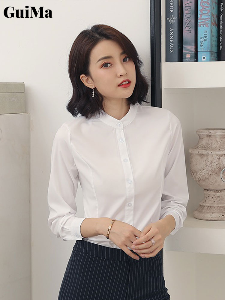 [Guima for women white shirt female long sleeve formalwear professional shirt base shirt girls plump blouse women 50 2024 fashion shirt white shirt women's clothing student shirt fashion clothing girls blusas fashion clothing women blouses chubby girl,Gui ราคา 131 บาท*ส่งฟรี