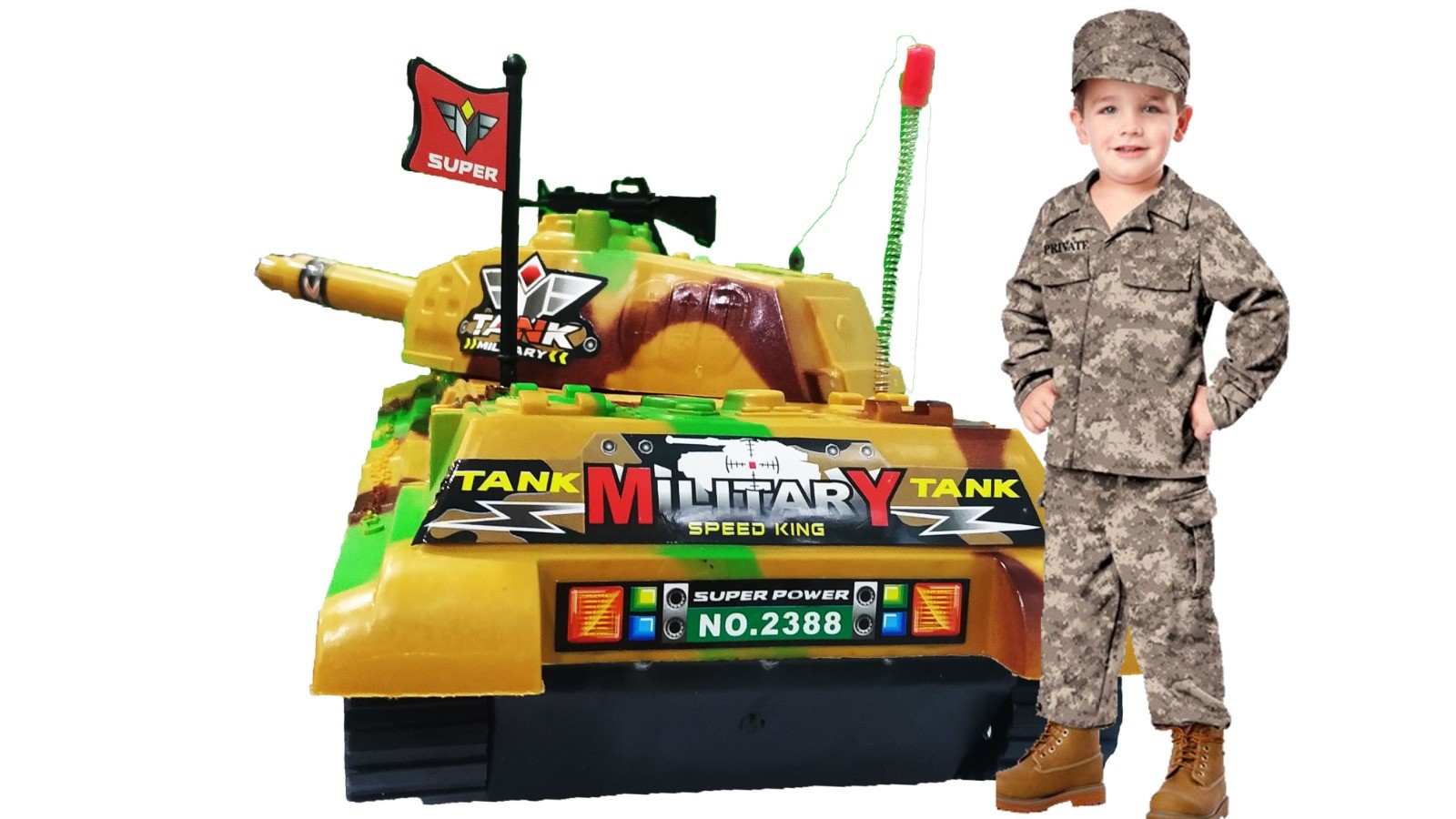 พร้อมส่ง รถถังของเล่นเด็ก รถถังลายทหาร คันใหญ่ มีลานในตัว