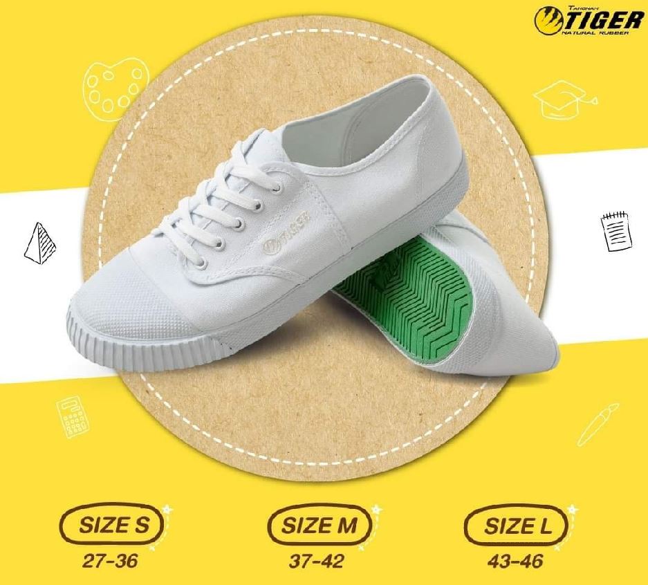 รองเท้าผ้าใบ Tiger / Tokio-Spin รองเท้านักเรียน รองเท้าพละ student school shoe สีขาว