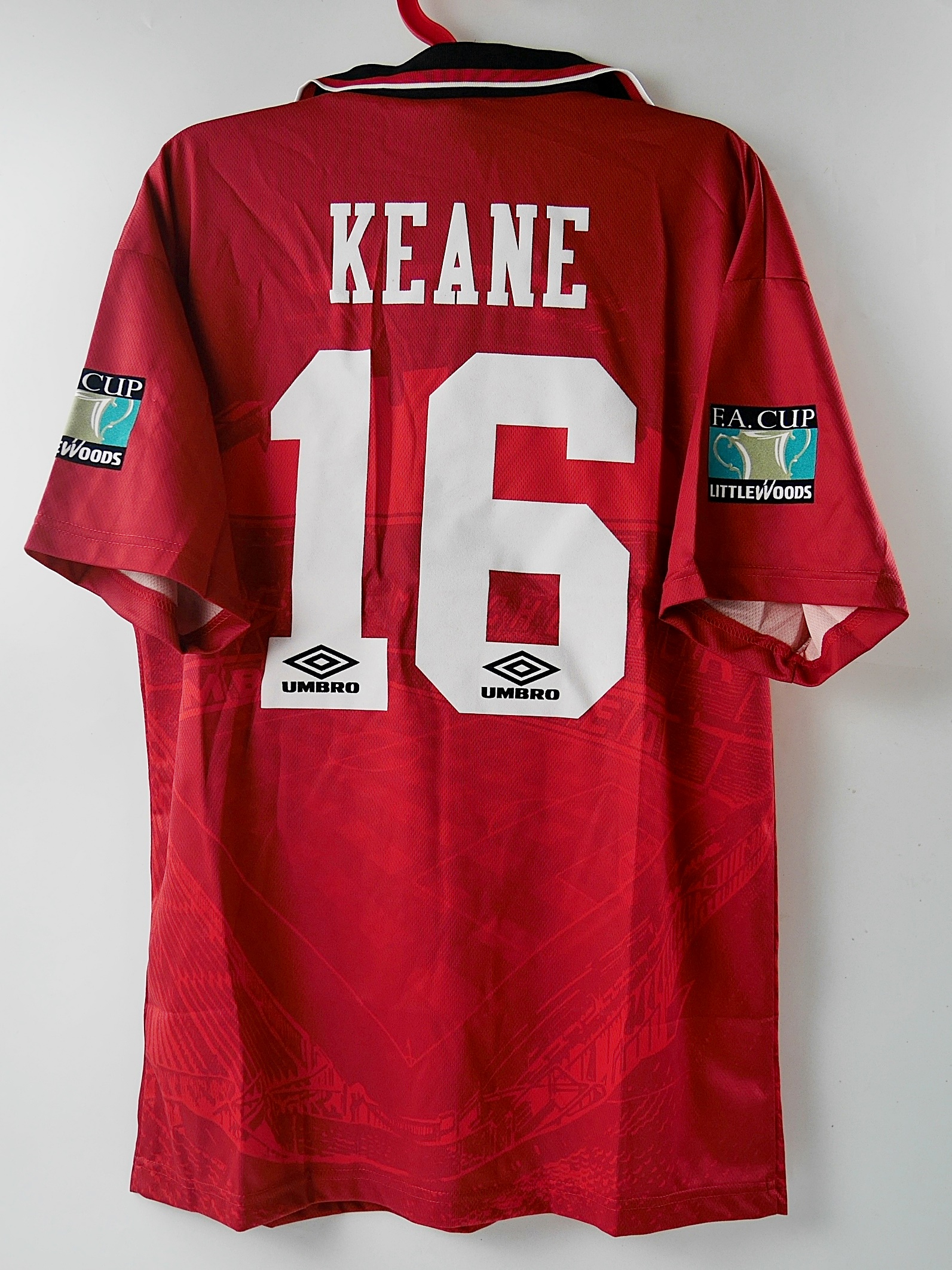 16 ROY KEANE MAN UTD HOME FINAL FA CUP 1996 WINNERS RETRO FOOTBALL SHIRT SOCCER JERSEY เสื้อบอล เสื้อฟุตบอล เรโทร ย้อนยุค ลายสนาม นัดชิง ไฟนอล เอฟเอคัพ