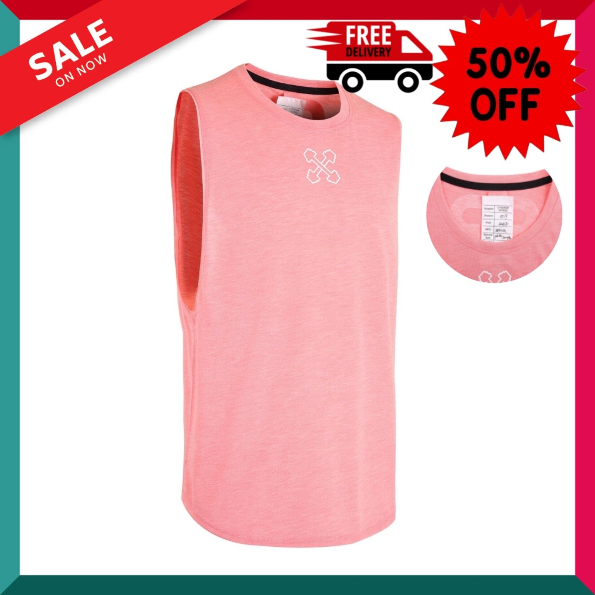 เสื้อแขนกุด (สีชมพู) Sleeveless Pink พิลาทิส Pilates อุปกรณ์กีฬา ถุงมือ ถุงมือฟิตเนส โปรโมชั่นสุดคุ้ม โค้งสุดท้าย ส่งฟรี Free Delivery