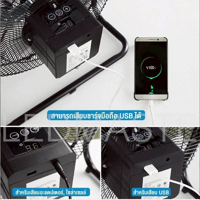 พัดลมโซล่าเซลล์ ใช้ไฟได้ 2 ระบบ ไฟบ้านและโซล่าเซลล์ 12นิ้ว 2 ระบบไฟ AC/DC