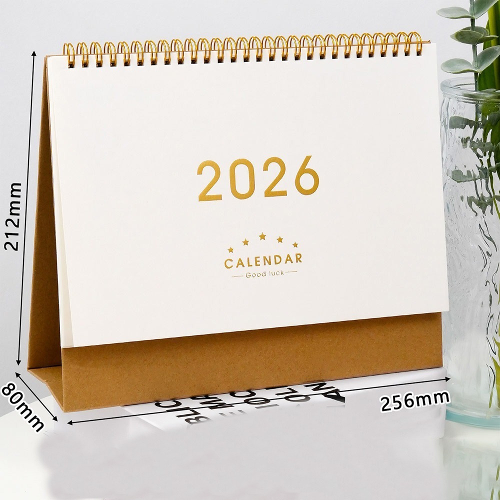 ZOOGGJZ แบบพกพา ปฏิทินตั้งโต๊ะปี 2026 ตกแต่งโต๊ะทำงาน คอยล์ ปฏิทินขนาดเล็ก ง่าย สมุดวางแผนรายวัน ของใช้สำนักงานและโรงเรียน