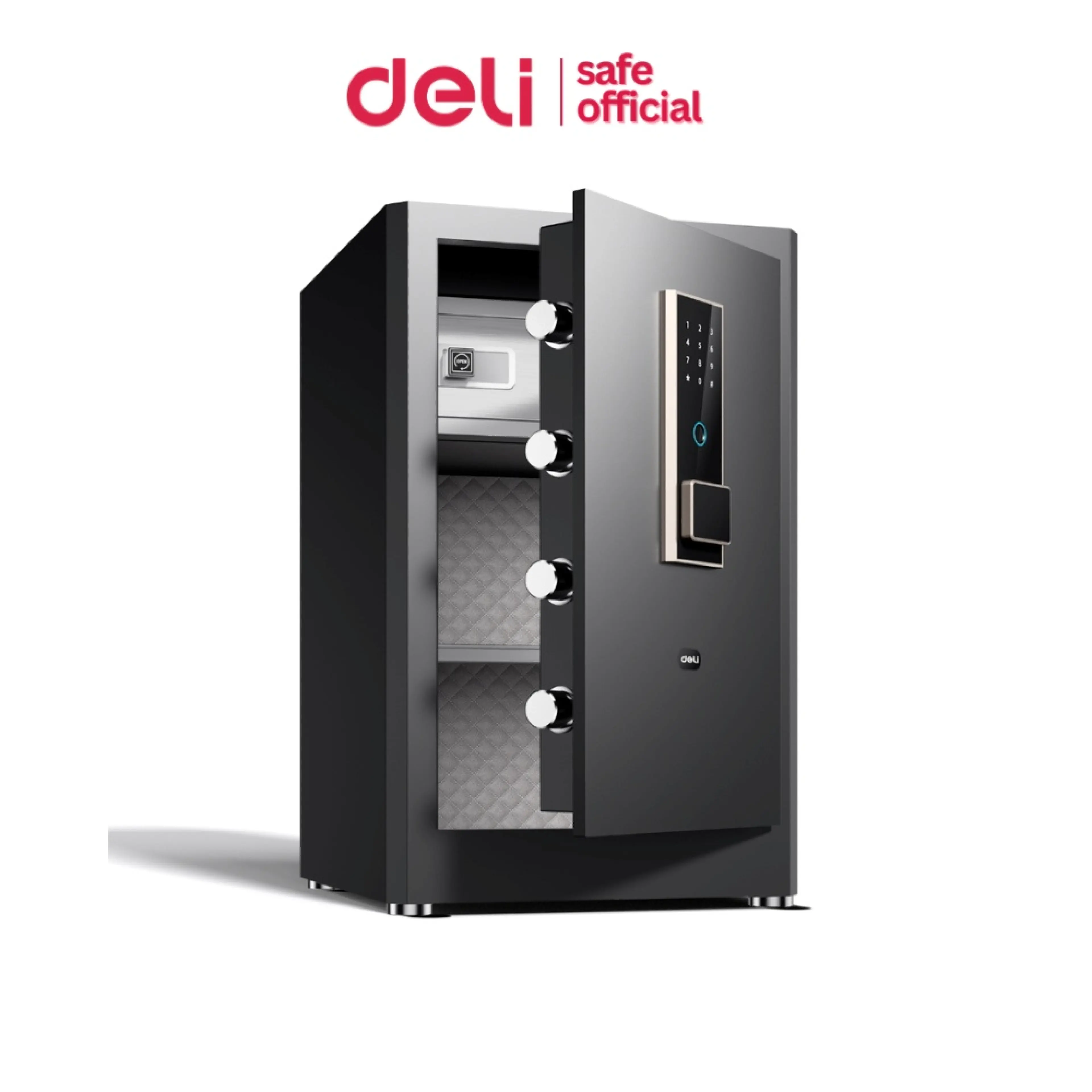 Deli Safes, Security Safes Fingerprint Scanning System Above-Level Locking System Anti-Rust Coating Durable and Long-Lasting Safe Box