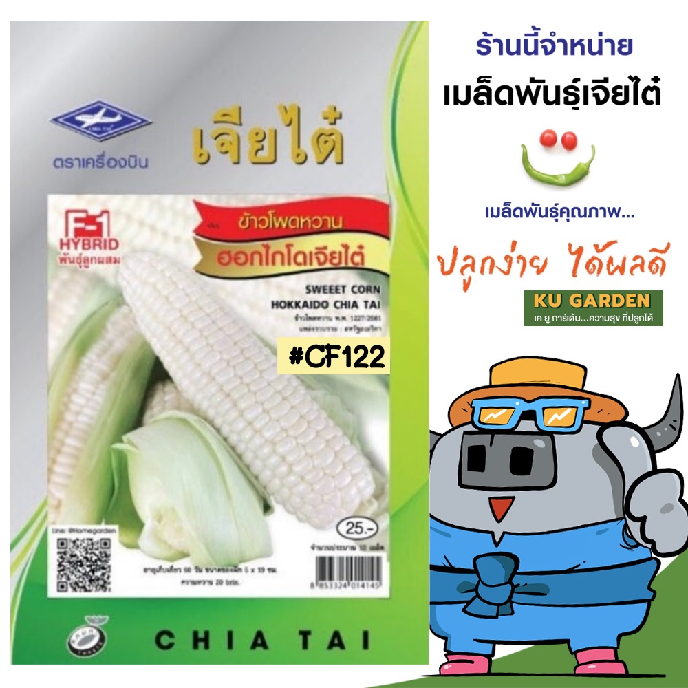 CHIATAI 🇹🇭 ผักซอง เจียไต๋ (ข้าวโพดหวานฮอกไกโด เจียไต๋1 F1  F122 ) *ทานฝักสดได้ จำนวนประมาณ 10เมล็ด เมล็ดพันธุ์ผัก เมล็ดผัก เมล็ดพืช