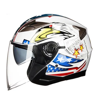 Diono motorcycle helmet half face helmet ABS electric motorbike safety double lens helmet (3)