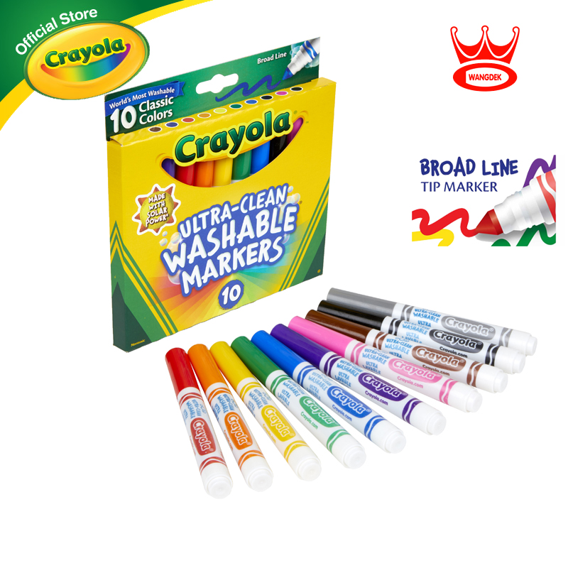 Crayola Broad Line Ultra Clean Washable Markers 10 colors เครโยล่า ปากกา สีเมจิก ล้างออกได้ 10สี 58-7851