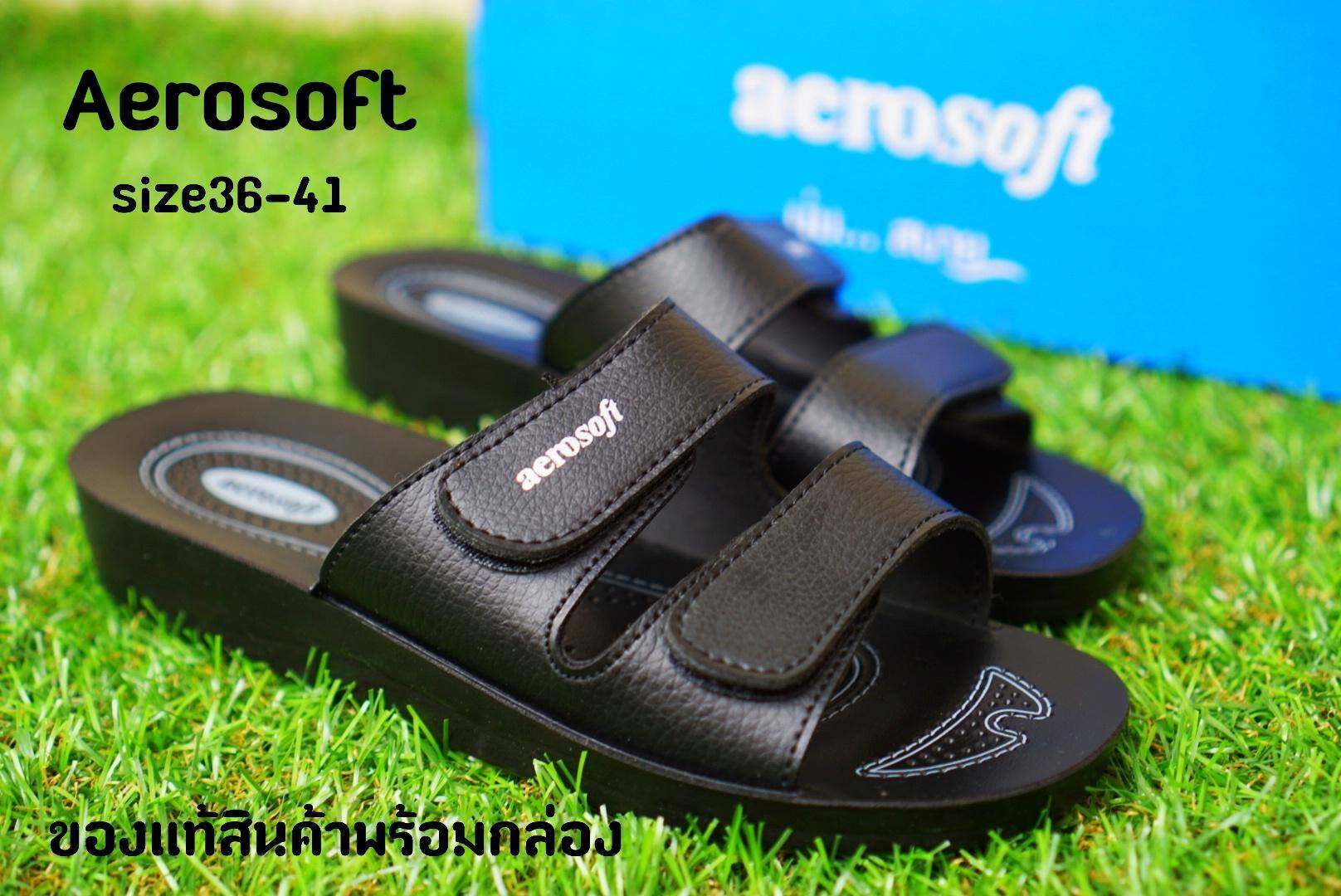 Aerosoft รองเท้าแตะผู้หญิง PU นุ่มสบาย A2103 Size36-41สีดำ/สีน้ำตาล