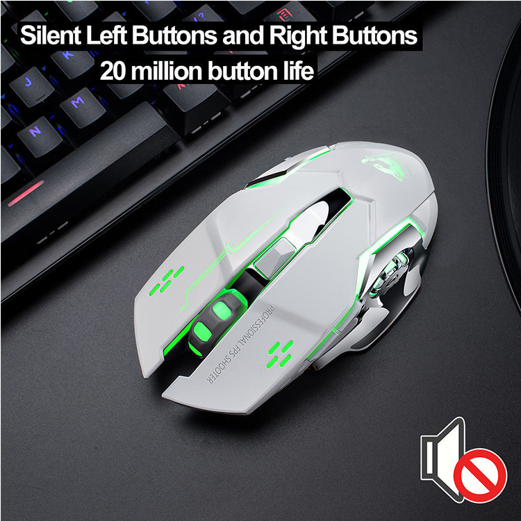 Free Wolf X8 Wireless USB Charging 2.4Ghz Gaming Mouse Silent Luminous Mechanical Mouse verticalDPI800-1600-2400