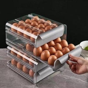 สินค้า SHT ลิ้นชักเก็บไข่ไก่ ลิ้นชักเก็บของ ที่เก็บไข่  กล่องเก็บไข่ ตู้เย็นเก็บไข่  ใช้ได้กับตู้เย็นทั่วๆไป  1ชุดใส่ไข่ได้ 32 ฟอง ใน1ชุด มี2ชั้น