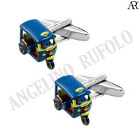 ANGELINO RUFOLO Cufflink(คัฟลิงค์) ดีไซน์ AR TUK TUK Thailand style กระดุมข้อมือคัฟลิ้งโรเดียมคุณภาพเยี่ยม สีเงิน