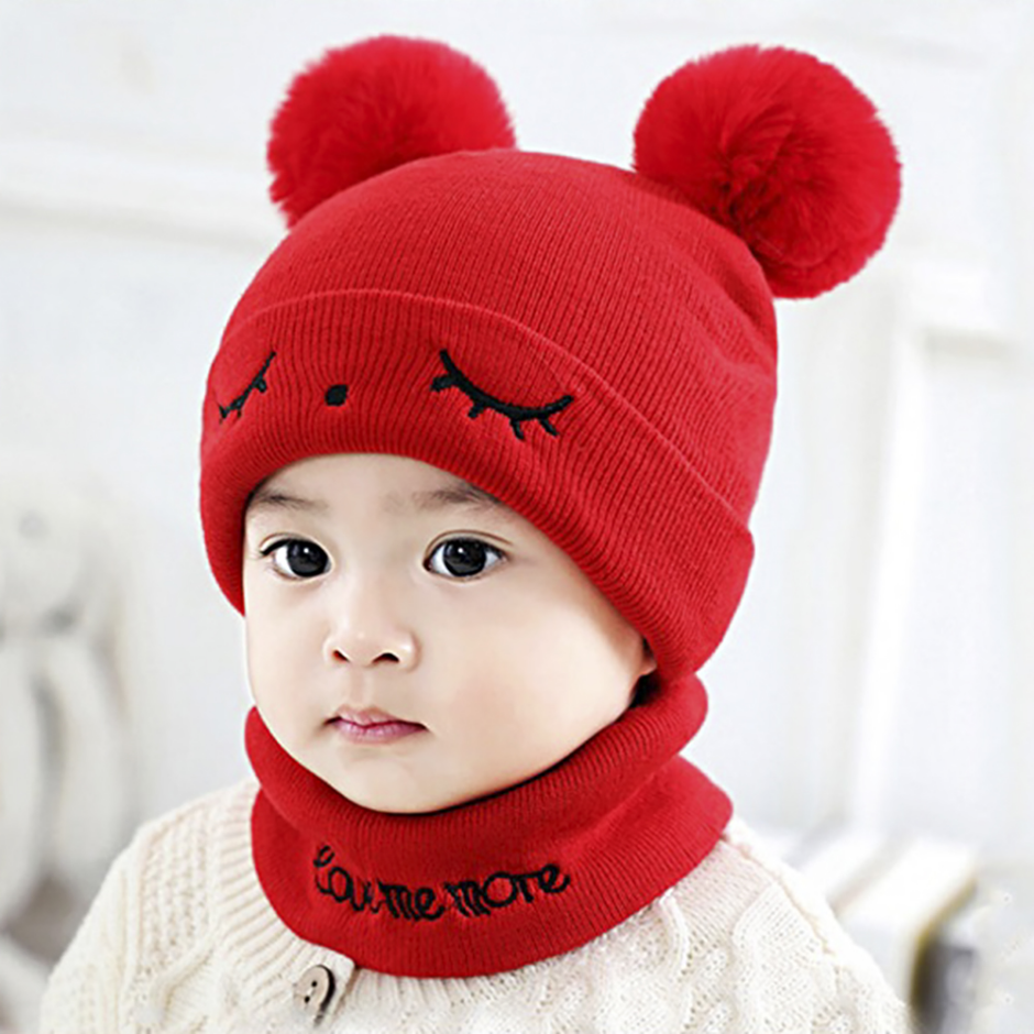 พร้อมส่งจากไทย หมวกไหมพรม หมวกกันหนาว พร้อม ผ้าพันคอเด็ก วัย 0-12 เดือน