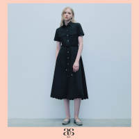 [asv rs26] Carly Shirt Dress เชิ้ตเดรสผู้หญิง แขนสั้น แต่งปกเสื้อ กระโปรงทรงเอ ดีเทลชาย Scallop เข็มขัดเชือกบิดเกลียว กระดุมหน้า