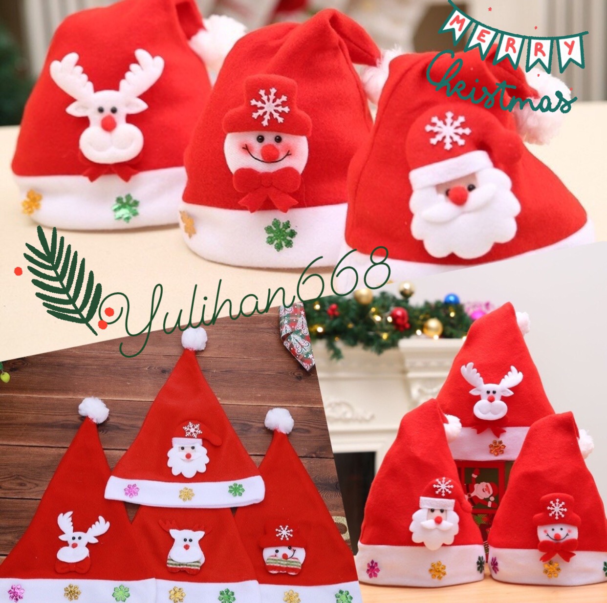 หมวกคริสมาส 🎄หมวกซานต้าครอสมีไฟ หมวกวันคริสมาสต์น่ารัก หมวกปีใหม่ หมวกซานต้าสีแดง🎅🏿
