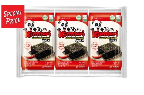 สาหร่ายคิมโนริ รสสไปซี่ Kimnori seaweed Snack 12g สาหร่ายทอดกรอบ สาหร่ายอบกรอบ สาหร่ายทะเล (4gX3) ราคา 79 บาท*ส่งฟรี