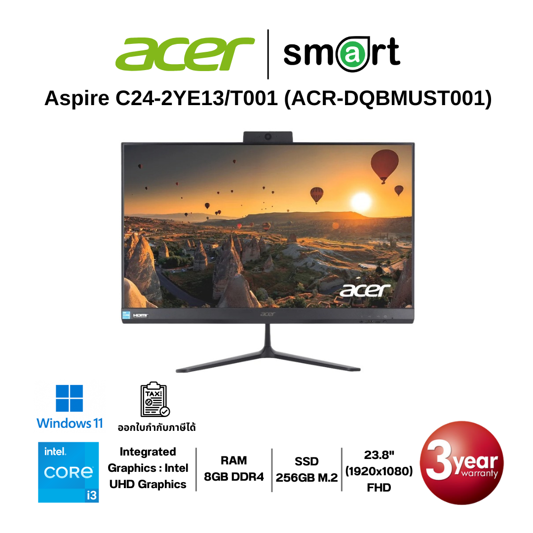 โน๊ตบุ๊ค Notebook Acer Aspire C24-2YE13/T001 i3-1315U/8GB/256GB/23.8/Win11 (Black)