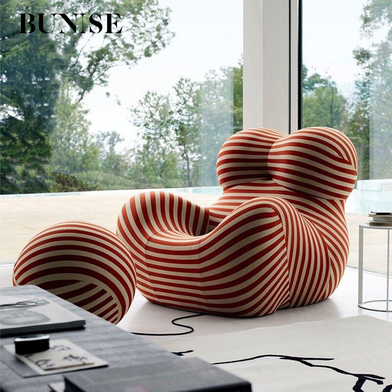 Comfortable lounge chair for living room bedroom balcony bunise single sofa bed or recliner creative stripe single sofa recliner comfortable lounge chair for living room bedroom balcony bun023 ราคา 19,416 บาท*ส่งฟรี