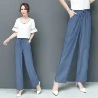 กางเกงขายาวผู้หญิงกางเกงขากว้างเอวยางยืดกางเกงทรงหลวมแฟชั่นสไตล์เกาหลีกางเกงทรงหลวม(K-025)