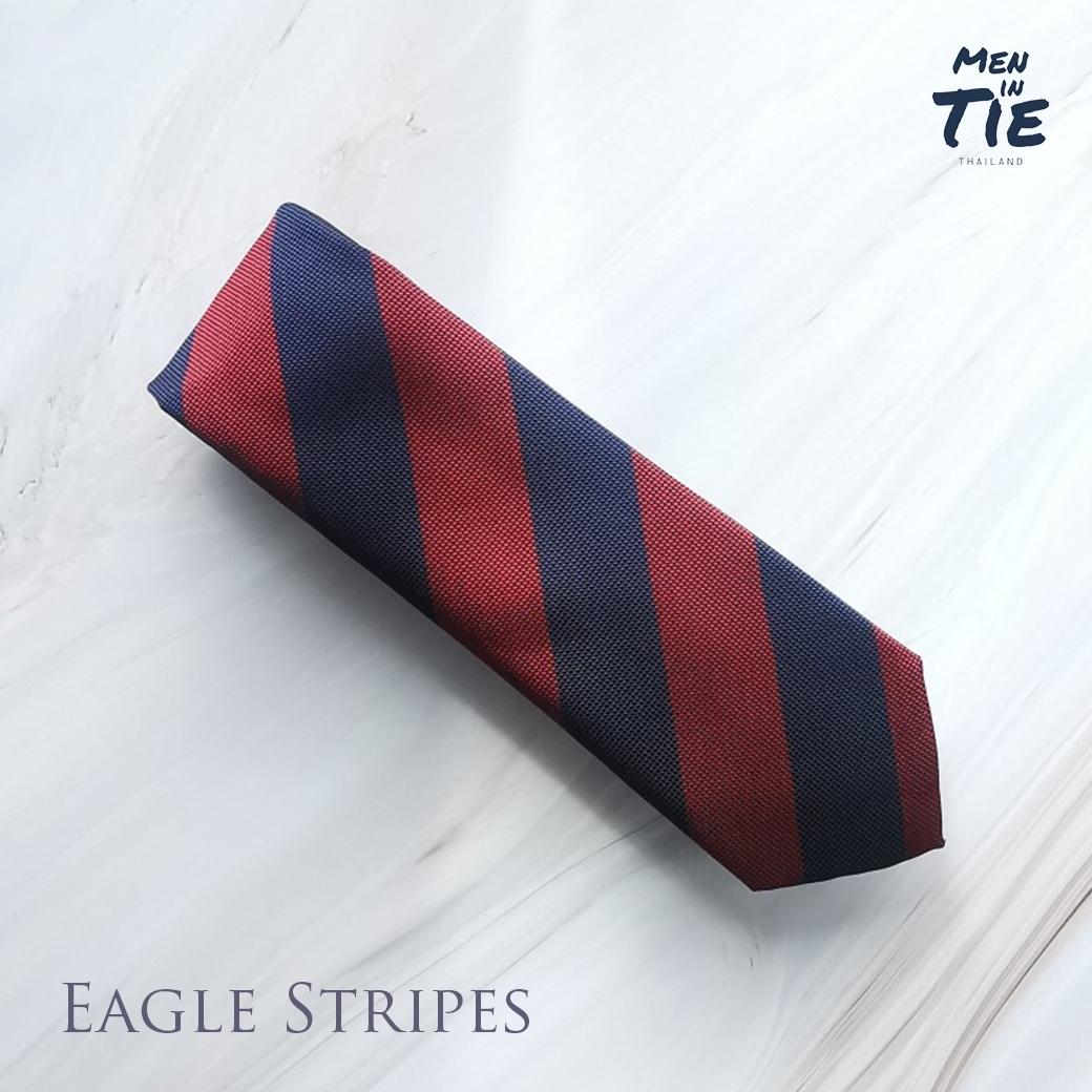 เนคไท ลายขวาง สีแดง-กรมท่า Eagle Stripes ราคา 359 บาท*ส่งฟรี