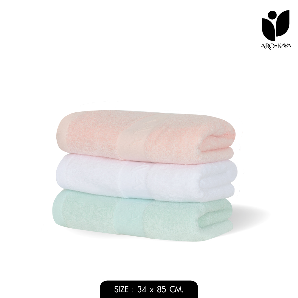 Arokaya Bamboo Towel 70% ผ้าขนหนูใยไผ่และฝ้ายธรรมชาติ ผ้าขนหนู ผ้าเช็ดผมซับน้ำดี ผืนเล็ก ขนาด 34x85 cm. รุ่น AA1503 ราคา 232 บาท*ส่งฟรี