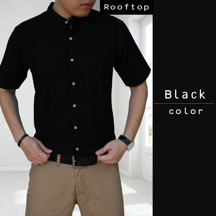 Rooftop เสื้อเชิ้ตแขนสั้น คอจีน 16 สี เสื้อเชิ้ต ผู้ชาย  สไตล์เกาหลี ไม่ร้อน