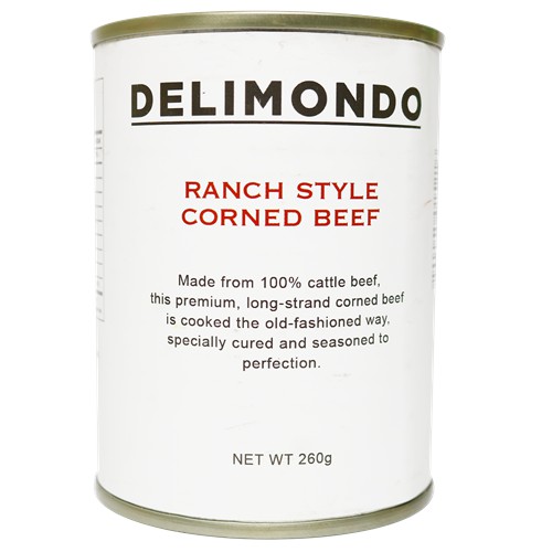 DELIMONDO : RANCH STYLE CORNED BEEF 380g. (คอร์น บีฟ เนื้อวัวบดปรุงรส)