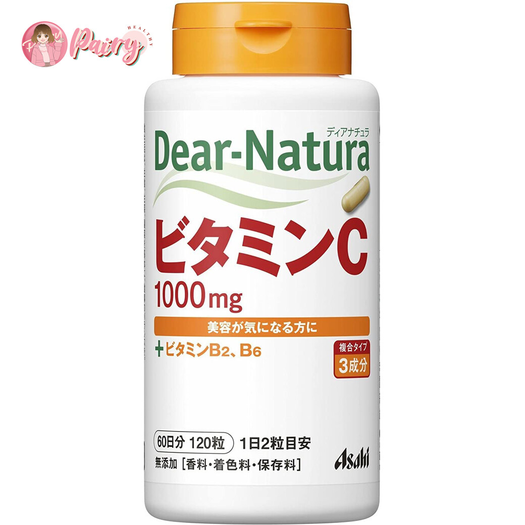(แบบกระปุก) Asahi Dear-natura Vitamin C 1000mg. สูตรผสม Vitamin B2,B6 วิตามินซี (60 วัน)