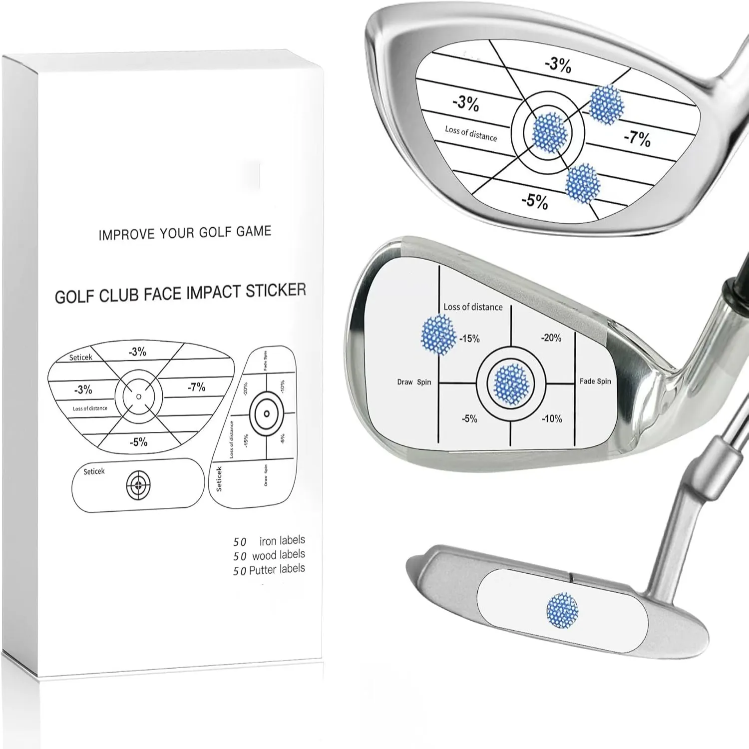 Impact Sticker สติ๊กเกอร์แปะหน้าไม้ แสดงจุด Sweet Spot บนหน้าไม้ Golf Strike Impact stickers (ราคาต่อ 1 แผ่น) ราคา 15 บาท*ส่งฟรี