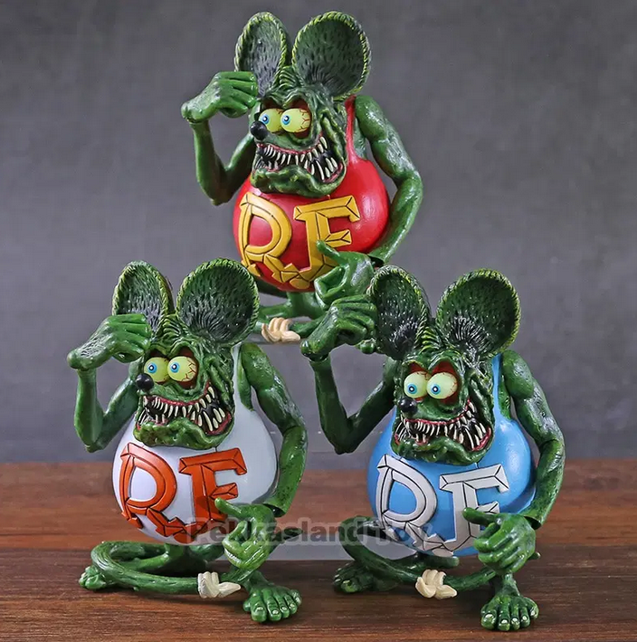 โมเดล ของสะสม หนูผี สูง 12 cm ขยับแขนขา หาง ได้ มีสามสี Hot Toy Ratfink Action Figure Rat Fink Gift for Kids Figure PVC Collectible Model Toy Christmas Birthday Gift 12cm