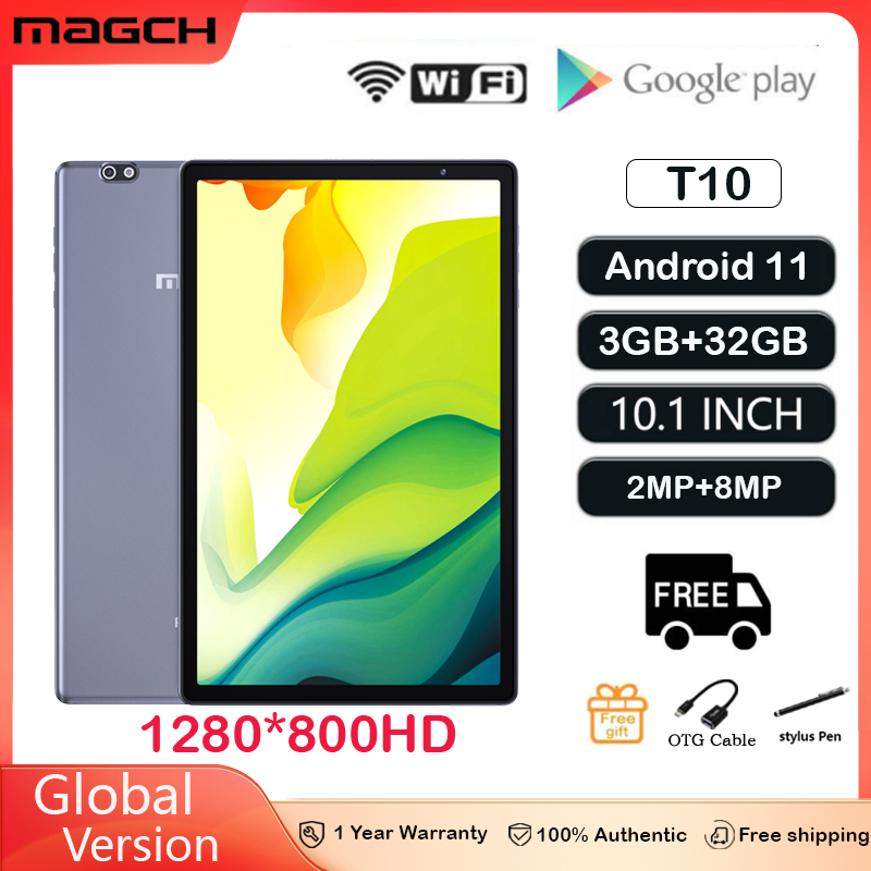 【TOP 1】MAGCH T10 10 inch Tablet Android 11.0 3GB RAM 32GB ROM 8MP Rear Camera HD IPS Display 5000mAh Battery Wi-Fi Metal Body Android Tablet for Kids Online Class ราคา 2,999 บาท*ส่งฟรี