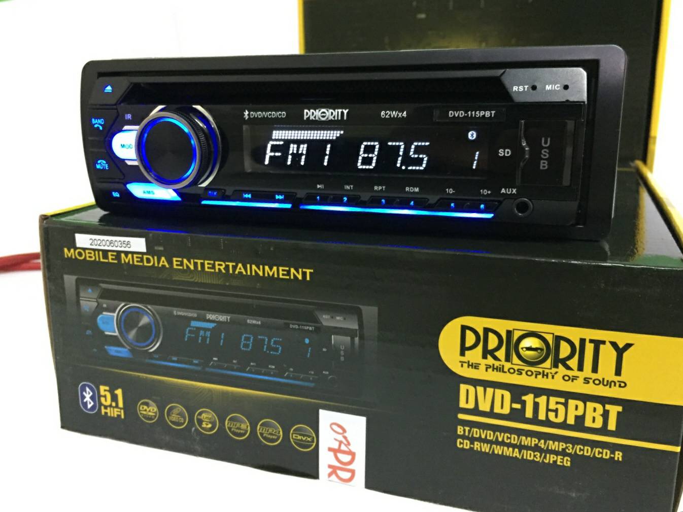 วิทยุติดรถยนต์ PRIORITY รุ่น DVD-115PBT เครื่องเล่นDVDรถยนต์ 1 DIN ฟังชั่น Bluetooth DVD/VCD/MP4/MP3/CD/CD-R/CD(กำลังขับ 62 W)