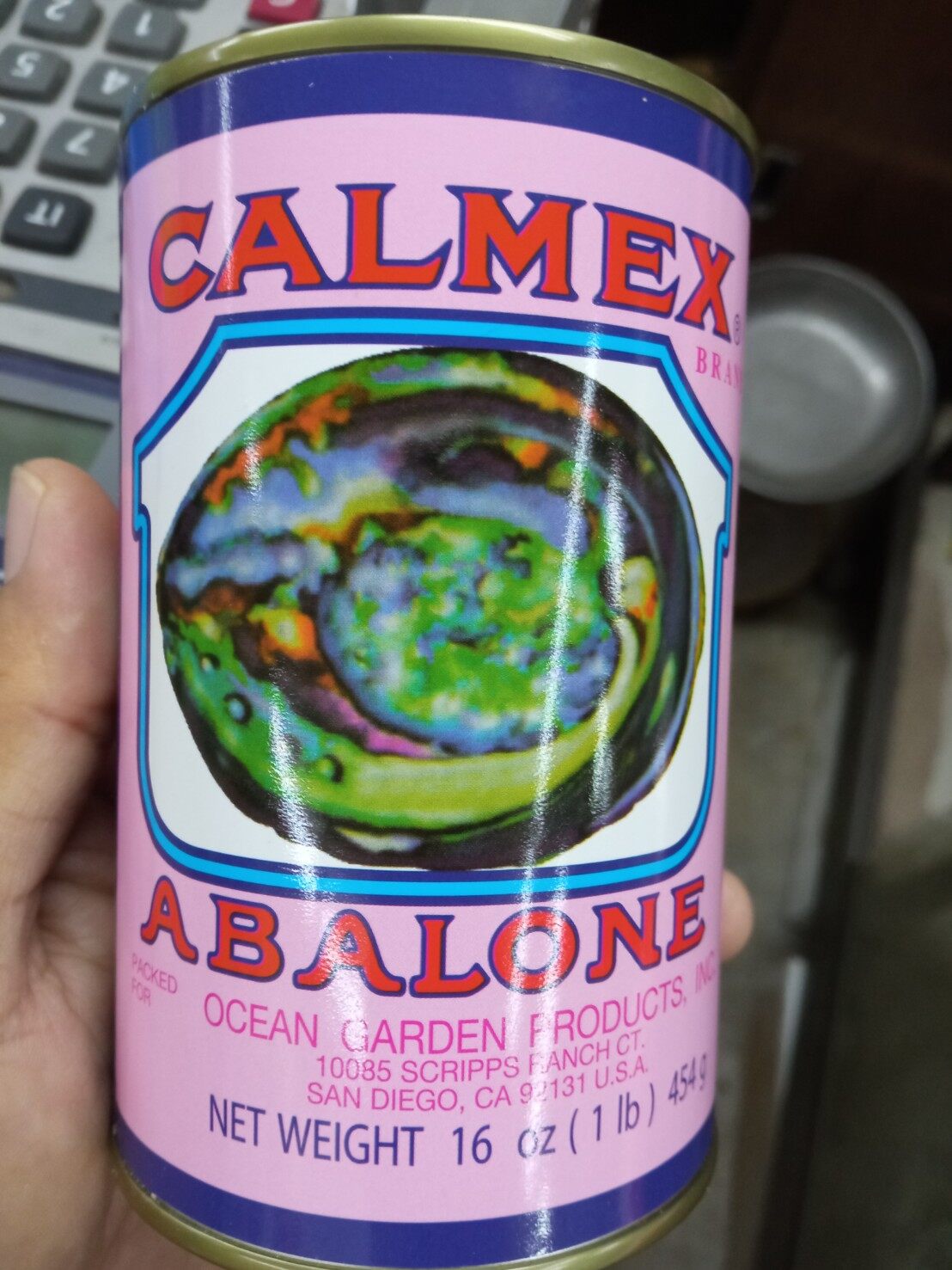 Calmex Abalone หอยเป๋าฮื้อ ตราพวงมาลัยเรือ(墨西哥鲍鱼 12头 )( พังงาเรือ) ขนาด 12 ตัว Calmex Abalone 12 pcs  454 g ( Product of Maxico)water and iodized salt