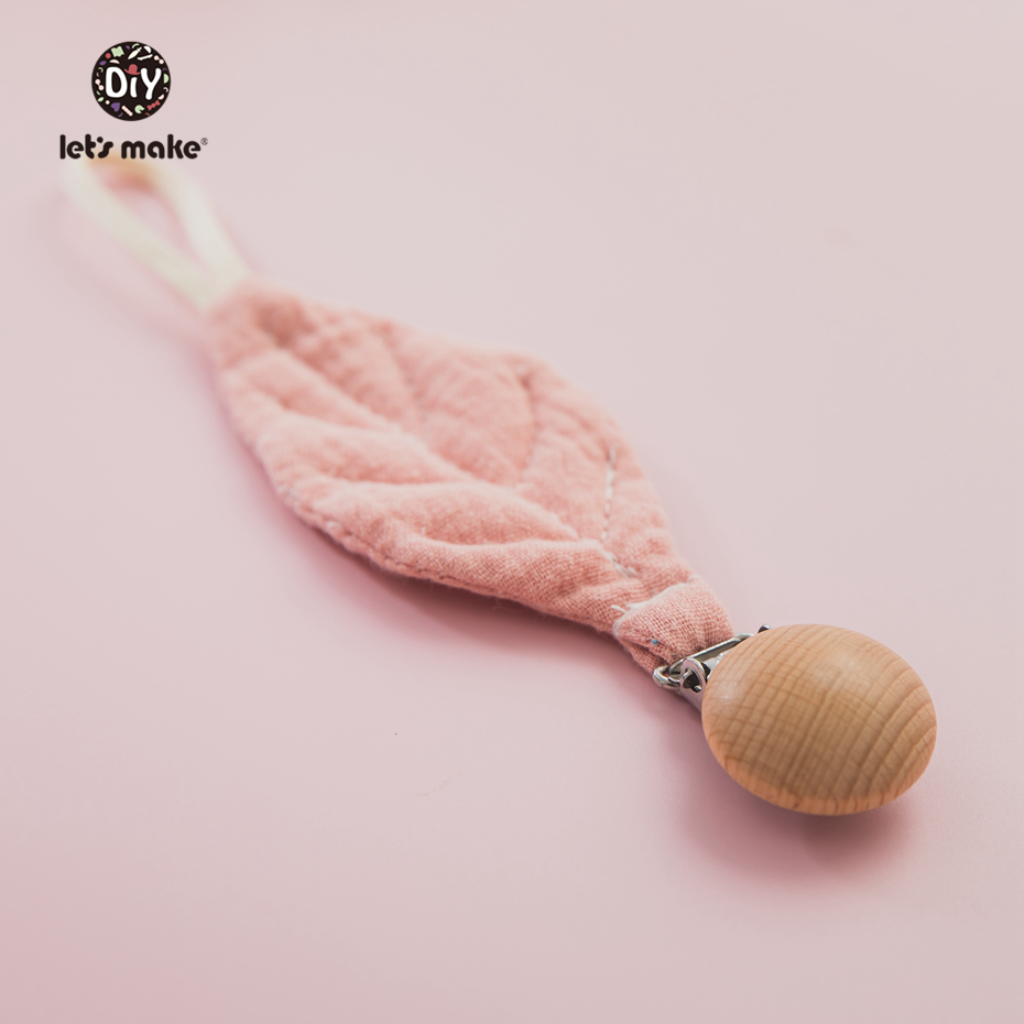 Lets Make Pacifier Holder Natural Wooden Dummy Clips 1PC Soft Cotton Maples Little Bibs for Newborn ราคา 72 บาท*ส่งฟรี