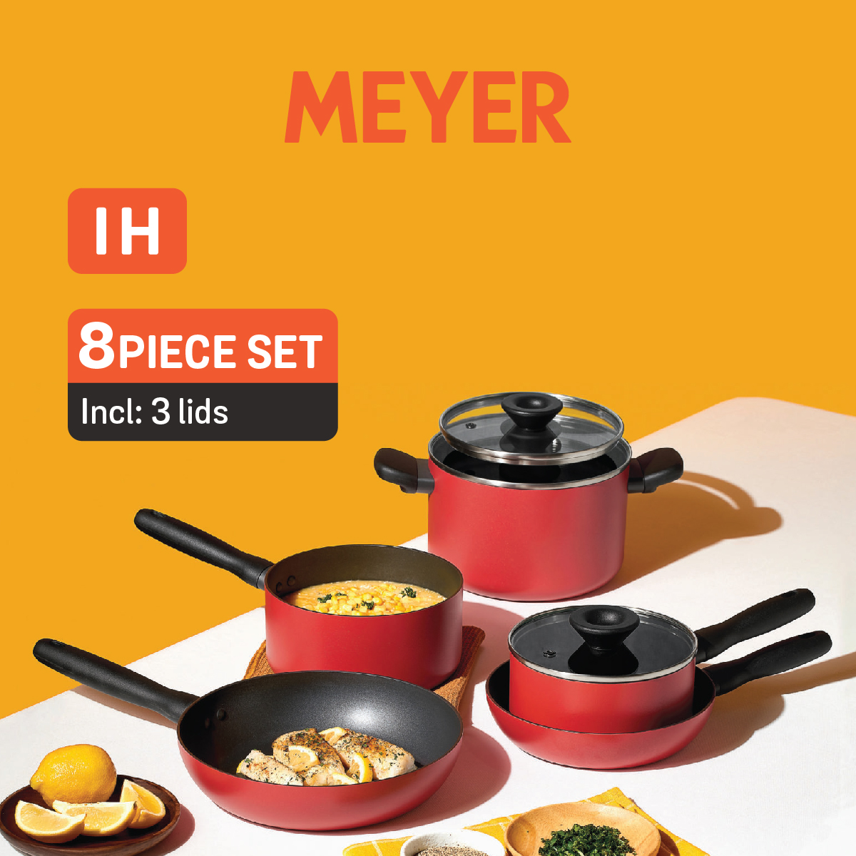 MEYER Bauhaus Induction 8-PC Cookware set with Lids (14213-TE12) ราคา 3,610 บาท*ส่งฟรี
