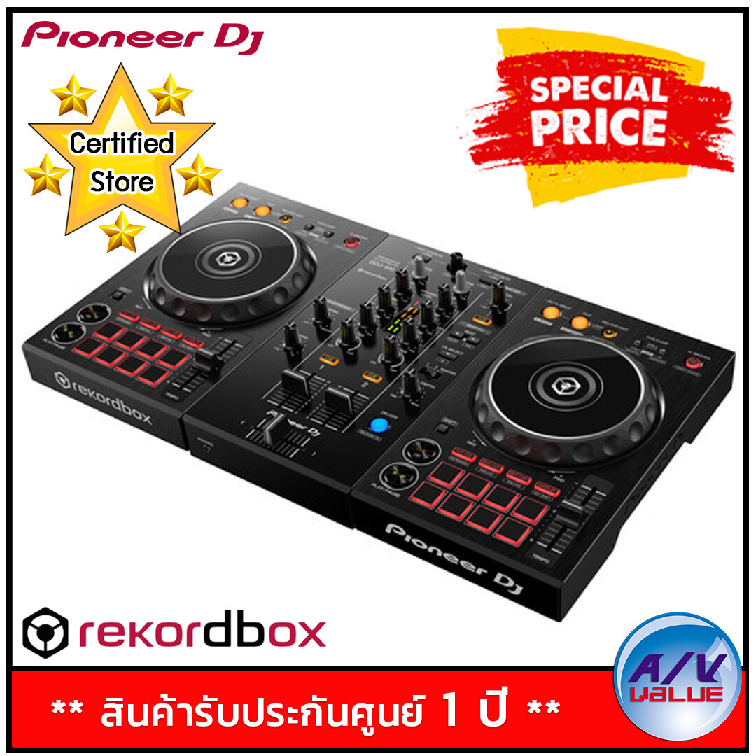 Pioneer DJ รุ่น DDJ-400 Portable 2-Channel Rekordbox DJ Controller * ลงทะเบียนรับของแถม Free ฟรี * By AV Value