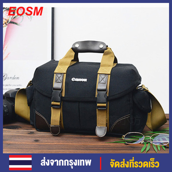 จัดส่งภายใน 24 ชั่วโมง EOSM แฟชั่นผ้าใบกระเป๋ากล้อง DSLR มัลติฟังก์ชั่กระเป๋าสะพายถ่ายภาพสำหรับ Canon อุปกรณ์เสริมสำหรับกล้องสีดำ Portable Canvas Camera Shoulder Bag Black Color