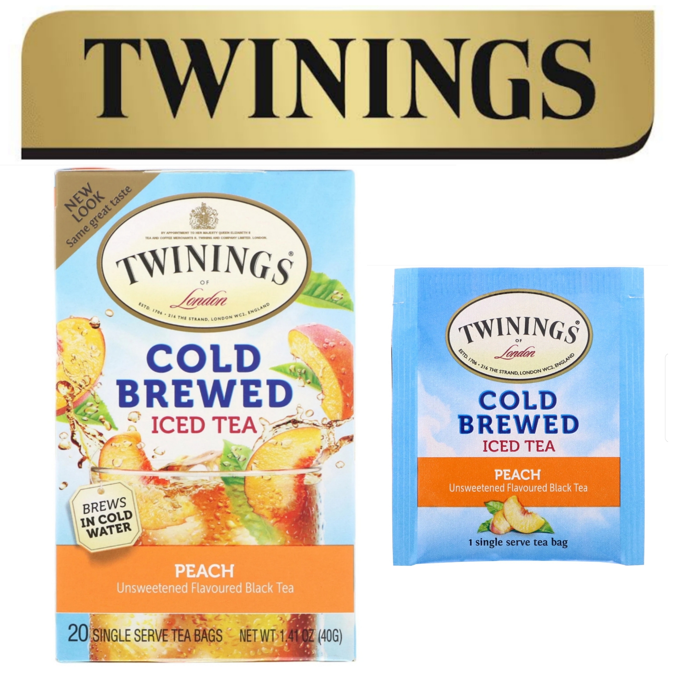 ชาเย็น Twinings Cold Brewed Peach ?? ชาทไวนิงส์ รสพีช ชงง่ายด้วยน้ำเย็น แบบกล่อง 20 ซอง หอม อร่อย เย็นชื่นใจ ❤❤