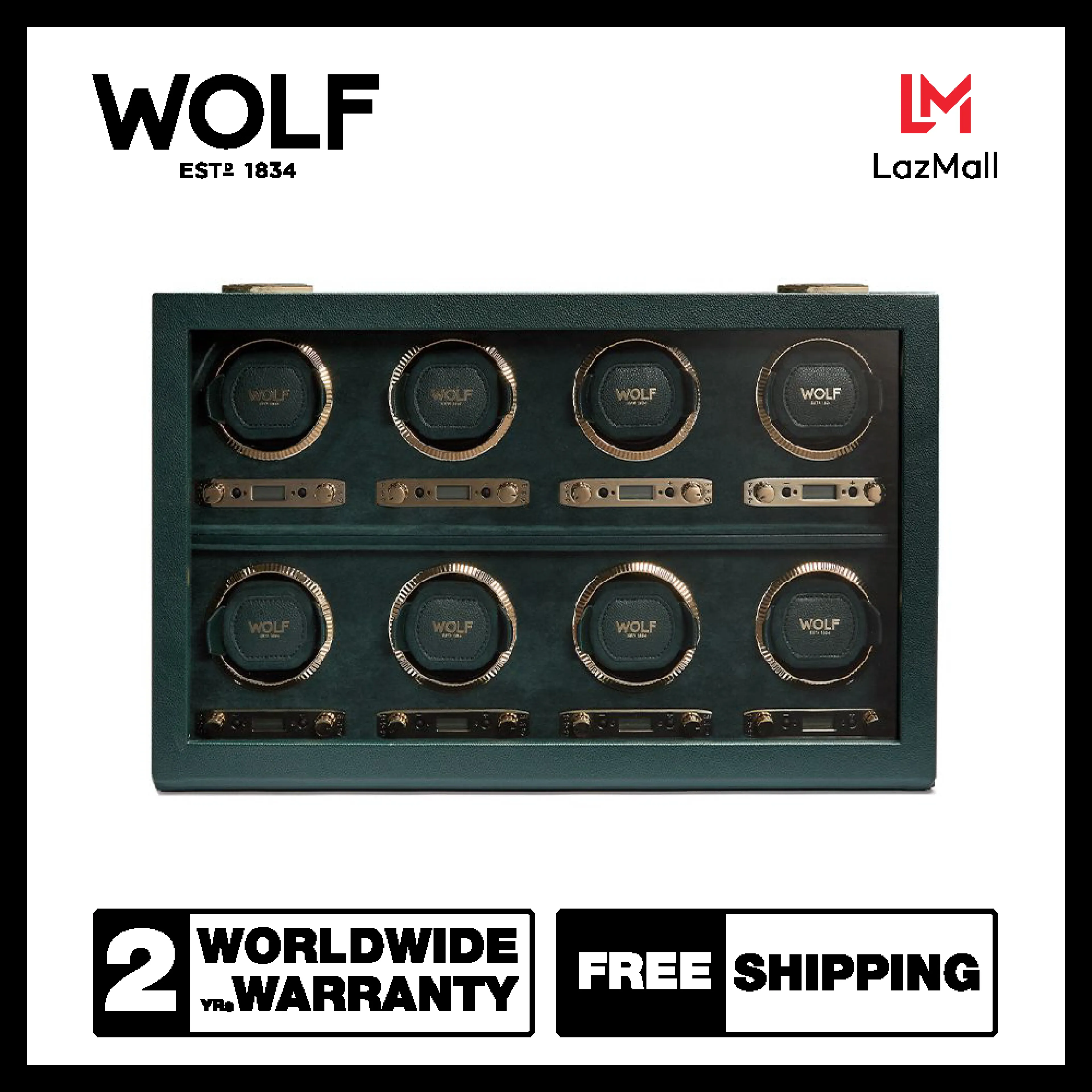 WOLF1834 รุ่น British Racing 8 Piece Watch Winder (Green)