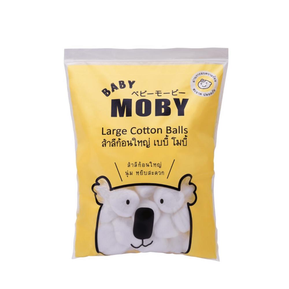 Baby Moby สำลีก้อนใหญ่ 100 กรัม ใช้สำหรับทำความสะอาดผิวหน้าและผิวกายเด็ก (Large Cotton Ball) / 100% แท้