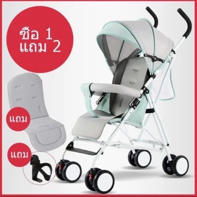 รถเข็นเด็ก Baby carriage รถเข็นเด็กทารกสามารถพับเก็บได้ สำหรับนั่งเท่านั้นมีมุ้งแถมให้ในตัสและที่กันแดดปรับได้ (4)