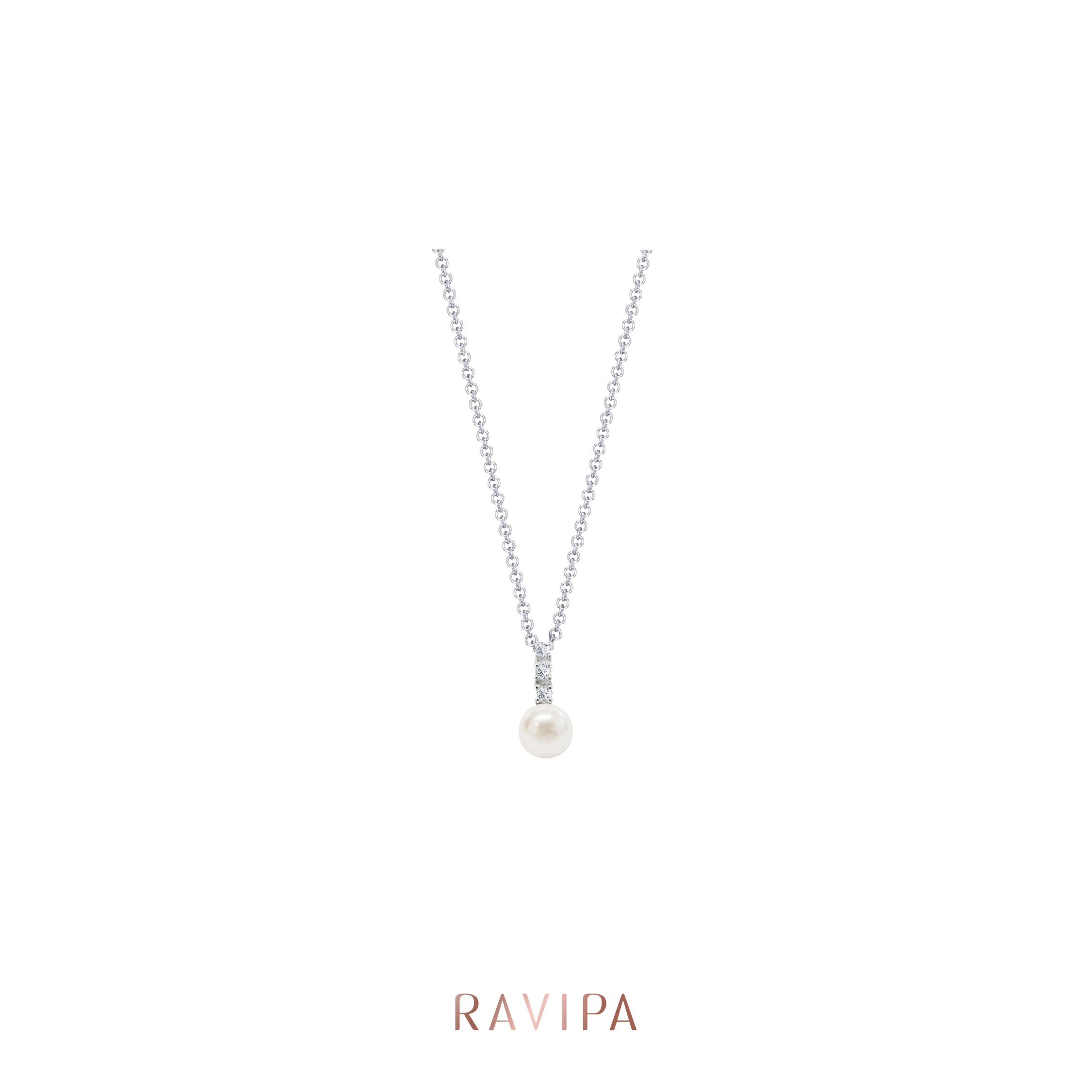 Ravipa | Skinny Tiny Diamond Pearl Necklace - สร้อยคอ ราคา 2,950 บาท*ส่งฟรี