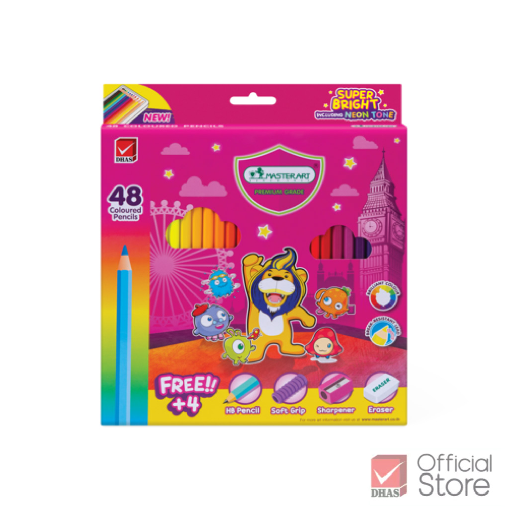 Master Art สีไม้ ดินสอสีไม้ แท่งยาว 48 สี รุ่นซุปเปอร์ไบรท์ จำนวน 1 กล่อง