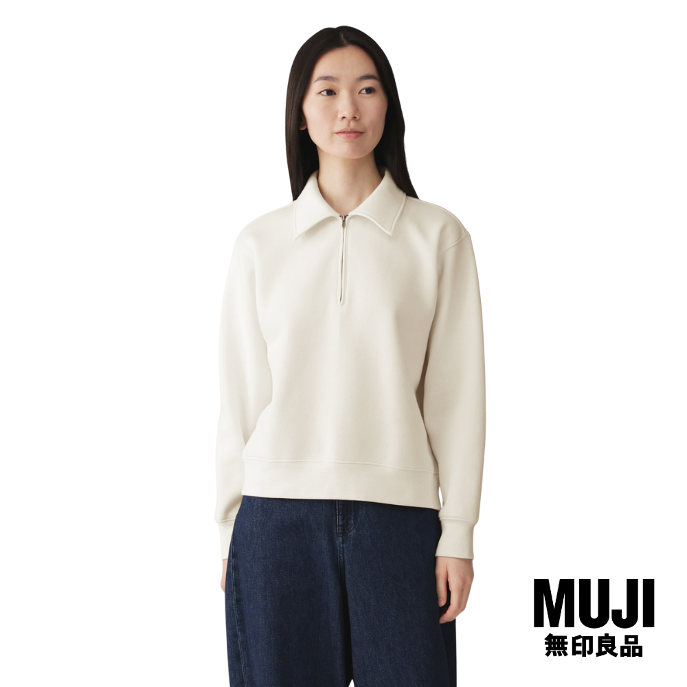 มูจิ เสื้อสเวตเชิ๊ต ซิปครึ่งตัว ผู้หญิง - MUJI Women's Half Zip Sweatshirt รุ่น BB2WFA6S ราคา 690 บาท*ส่งฟรี