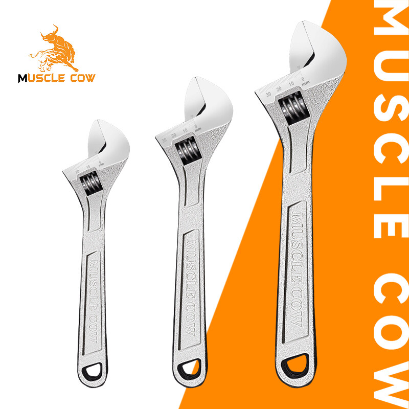 MUSCLE COW ประแจเลื่อน กุญแจเลื่อน ประแจปากเลื่อน ประแจ ประแจแหวนข้าง ปากตาย แหวนข้าง 8/10/12 นิ้ว ผลิตจากเหล็กเกรด CR-V ราคา 96 บาท*ส่งฟรี
