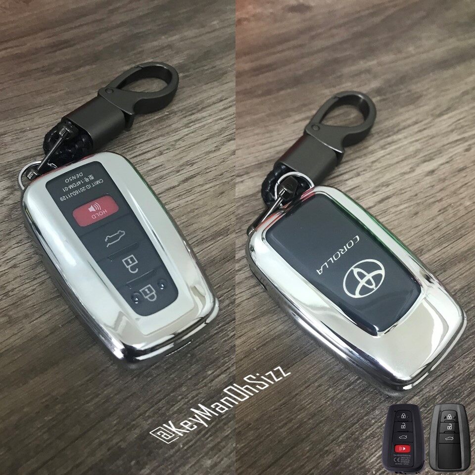 เคสรีโมทรถ Toyota Cross, Toyota Camry 2020 แบบฝาปุ่มใส (TPU Key Cover with with PC Transparent Push button Guard)Toyota Key Sets Model CH-R 2017 2018, All New Camry, Prius , Prado  Smart Key Toyota 8 Generation